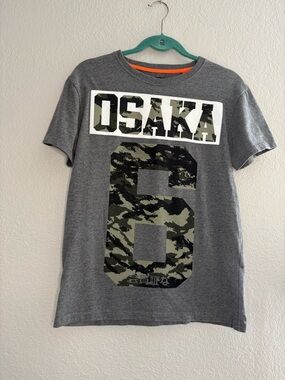 Superdry Osaka 6 Shirt Mens Medium Gray Slim Fit Short Sleeve British Camo